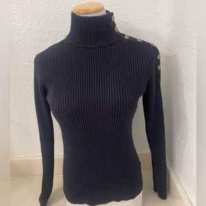 Ralph Lauren Button Collar Turtleneck Sweater M